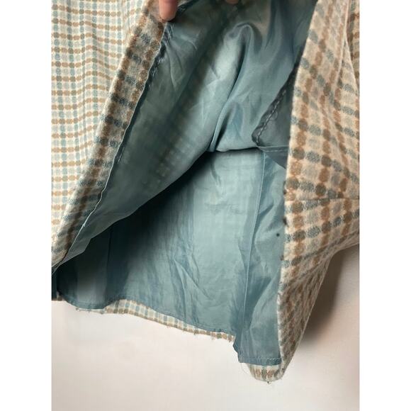 H&M Wool A-Line Knee Length Skirt Womens 6 Polka Dotted Academia Y2K Blue - Picture 4 of 13